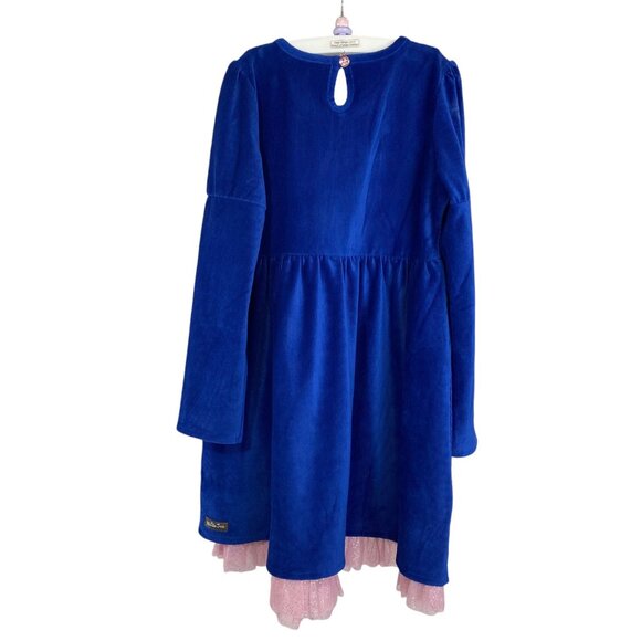 Matilda Jane Girls Heart to Heart Clara Dress | 10 | Blue Velour | Tulle Hem - Picture 2 of 6